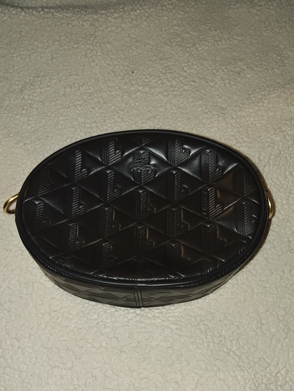 Lacoste Black Quilted Oval Crossbody Bag with Gold Hardware No Strap!!